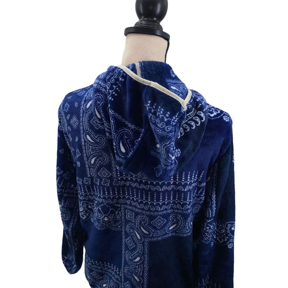 NWT BP XS Navy Bandana Patchwork Soft Fleece Hoodie - Picture 8 of 8